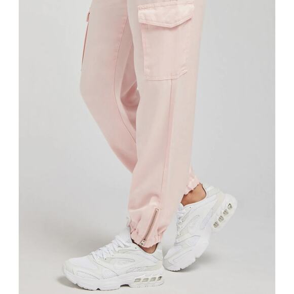 Guess Bowie Cargo Chino Jogger Pant Women 29 Pink Pockets Zipper Leg Tencel Soft - Picture 3 of 16